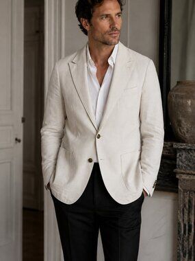 Eleventy Tan Cotton Blazer Size IT 50 Peak Lapels Brass Buttons